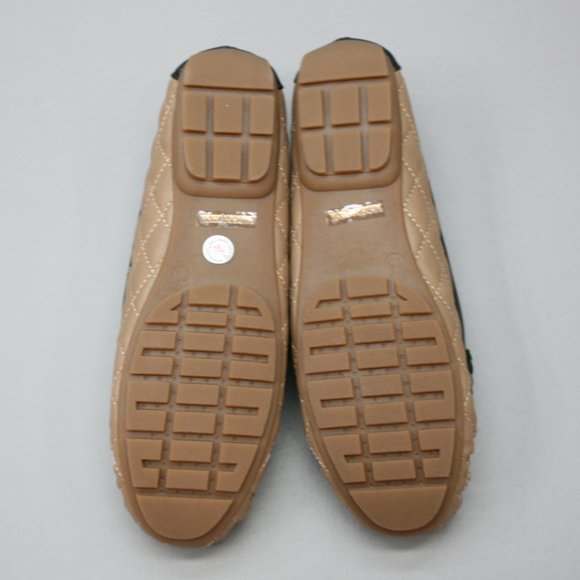 Ball-Band Ladies 10 Unique Taupe Black Slip-on Flats Moc-toe Moccasin Loafers - Picture 8 of 10